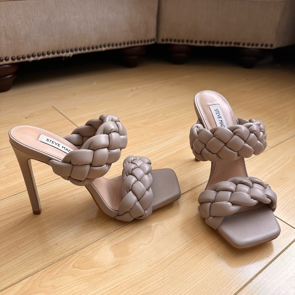 Steve Madden Women's Braided Heeled Sandals - Taupe